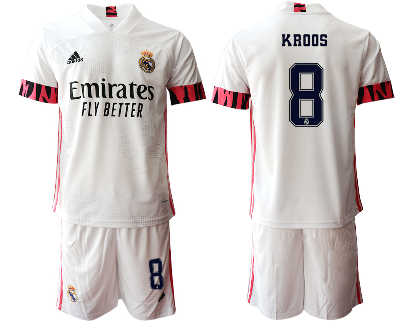 Men 2020-2021 club Real Madrid home #8 white Soccer Jerseys1